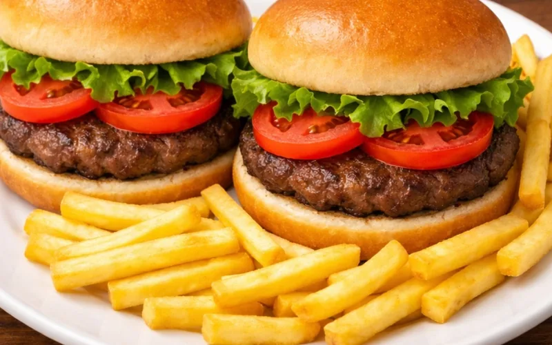 Combo de hamburguesas con papas fritas